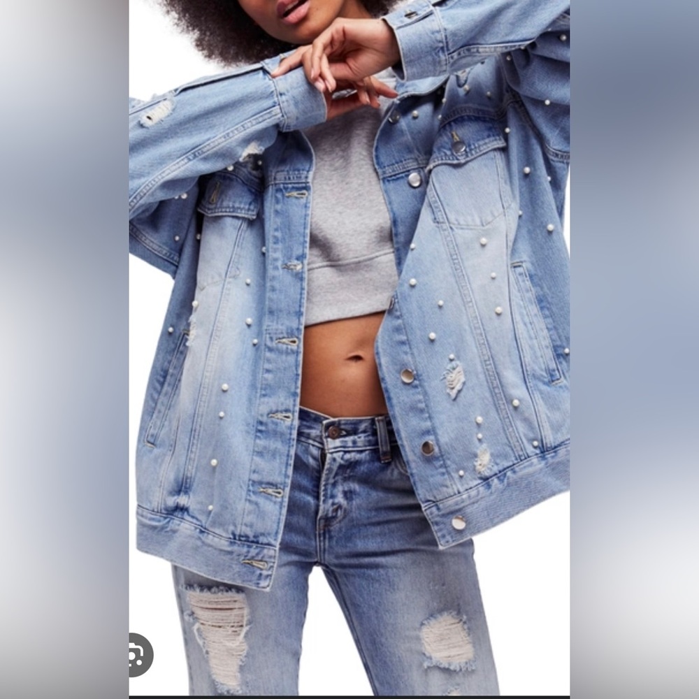 Free People Sunday Funday Trucker Denim Jacket